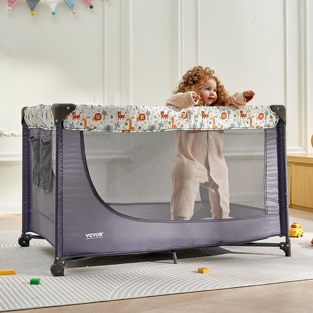 Baby Playpen - Quick-Folding Portable Fence with Wheels