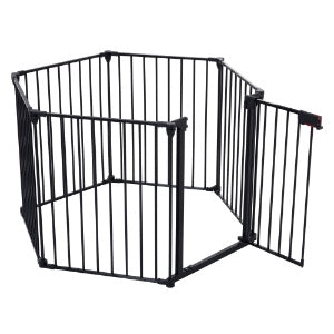 150" Adjustable Safety Gate - 6 Panel Metal Baby Fence for Stairs & Fireplace