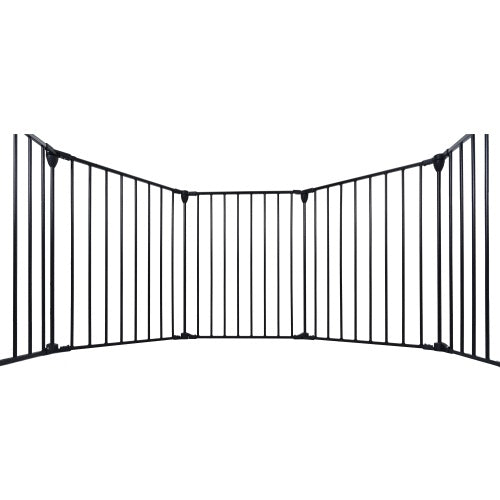 150" Adjustable Safety Gate - 6 Panel Metal Baby Fence for Stairs & Fireplace