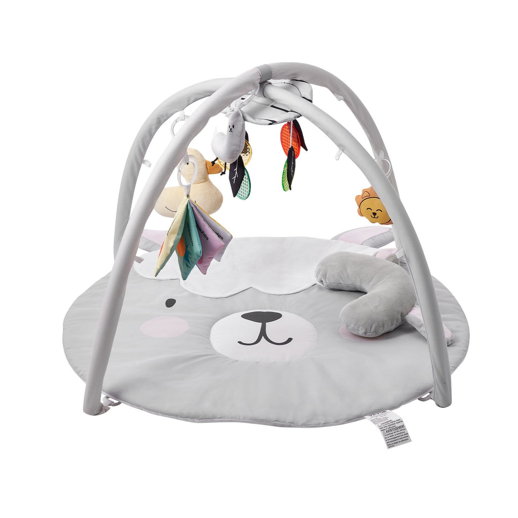 Baby Play Gym Mat - Tummy Time Activity Mat with 5 Sensory Toys