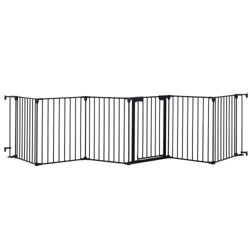 150" Adjustable Safety Gate - 6 Panel Metal Baby Fence for Stairs & Fireplace