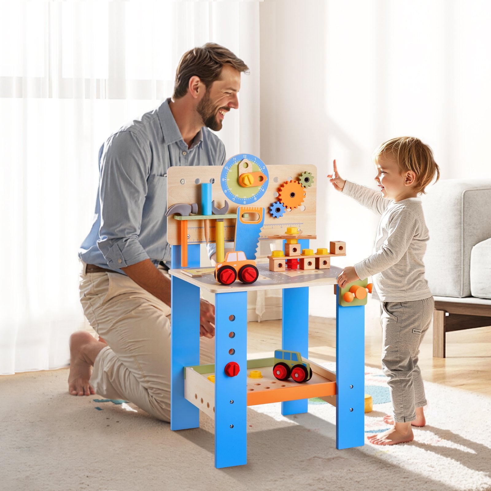 Wooden Tool Bench for Kids Ages 3+ - Toy Workbench Pretend Play Set