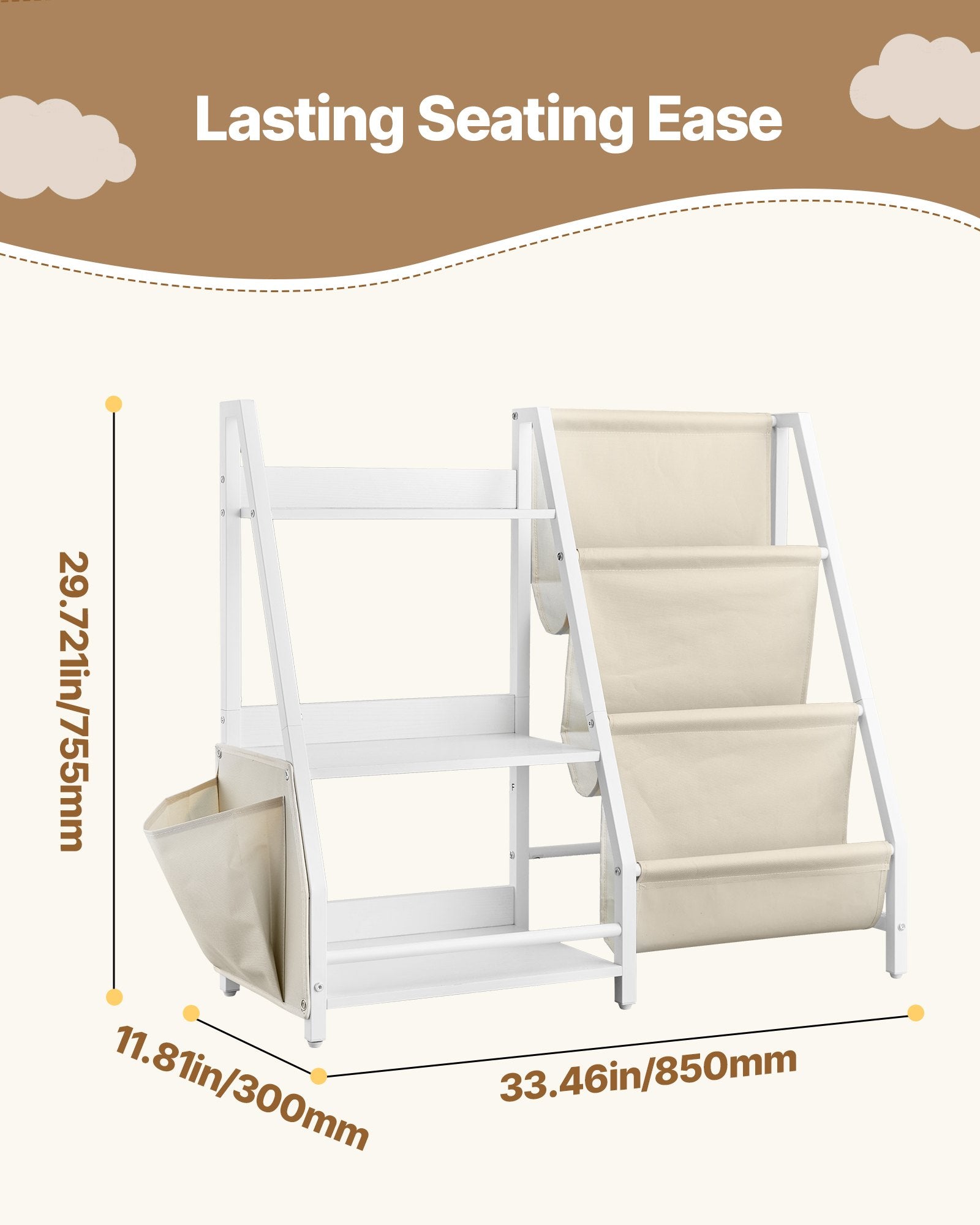 3-Tier Kids Bookshelf and Toy Storage Organizer - Book Rack for Playroom