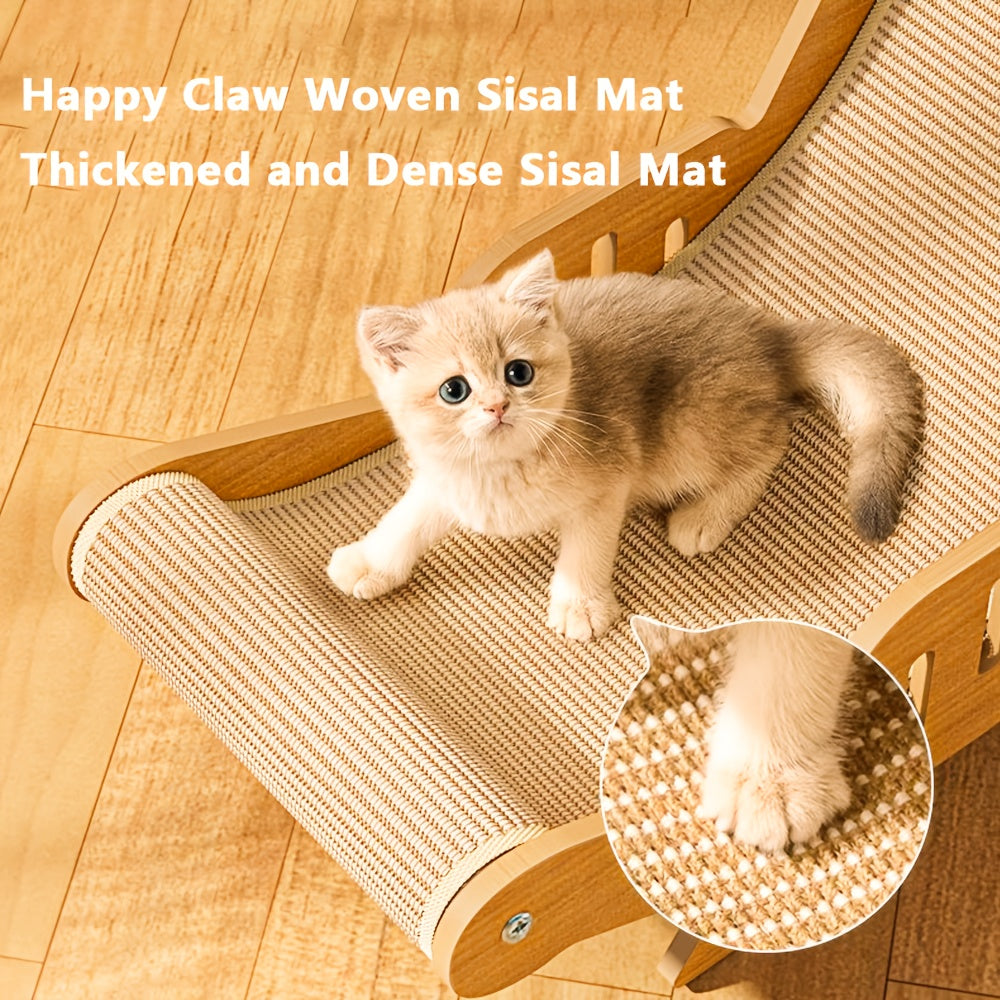 Cat Hammock Wall Mounted - Natural Wood Sisal Scratching Board for Indoor Cats