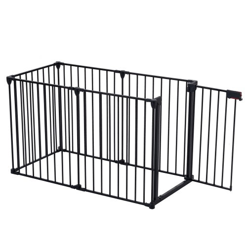 150" Adjustable Safety Gate - 6 Panel Metal Baby Fence for Stairs & Fireplace