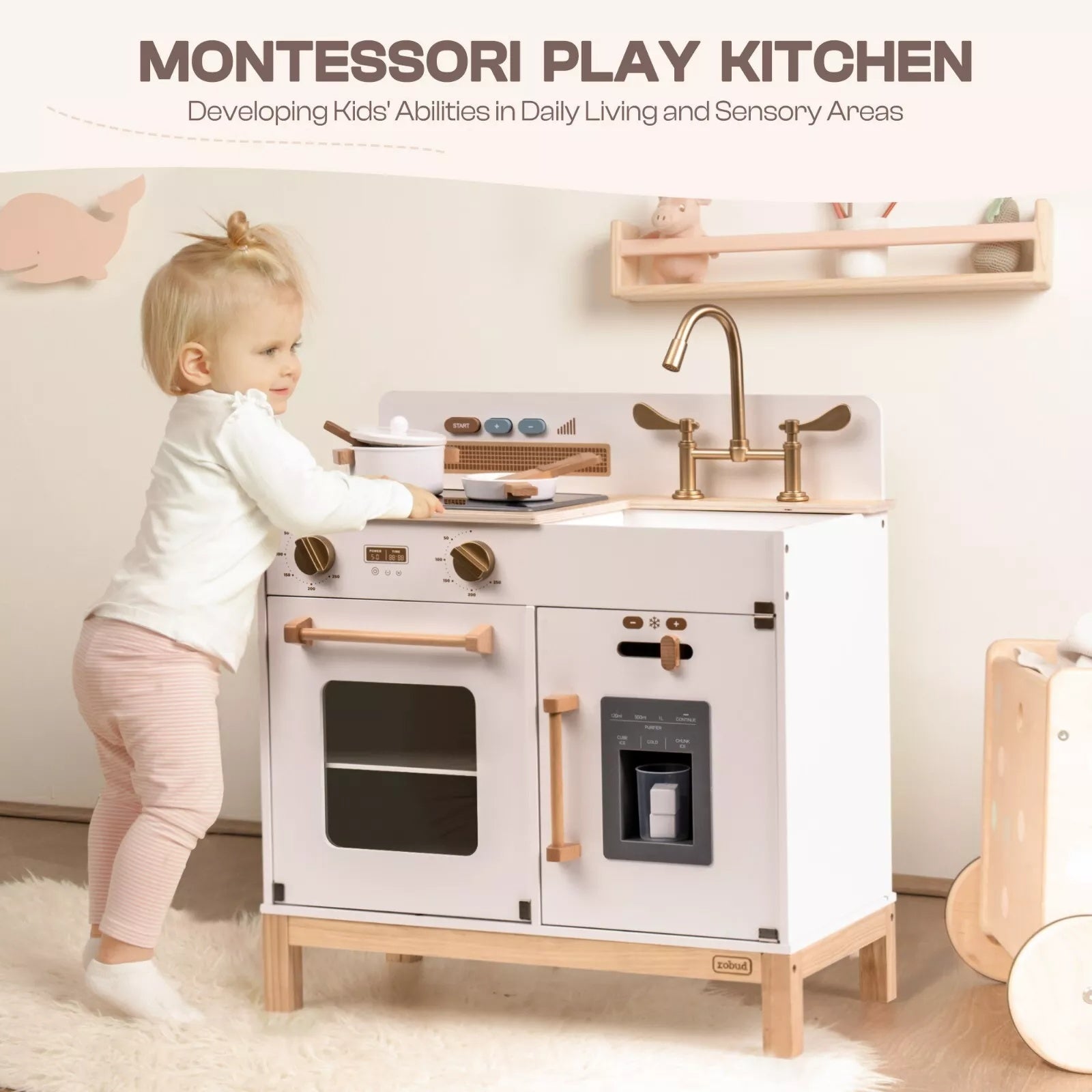 Kids DIY Play Kitchen Cooking Set - Pretend Chef Toy Gift for Boys and Girls