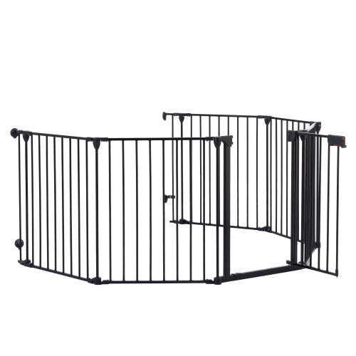 150" Adjustable Safety Gate - 6 Panel Metal Baby Fence for Stairs & Fireplace
