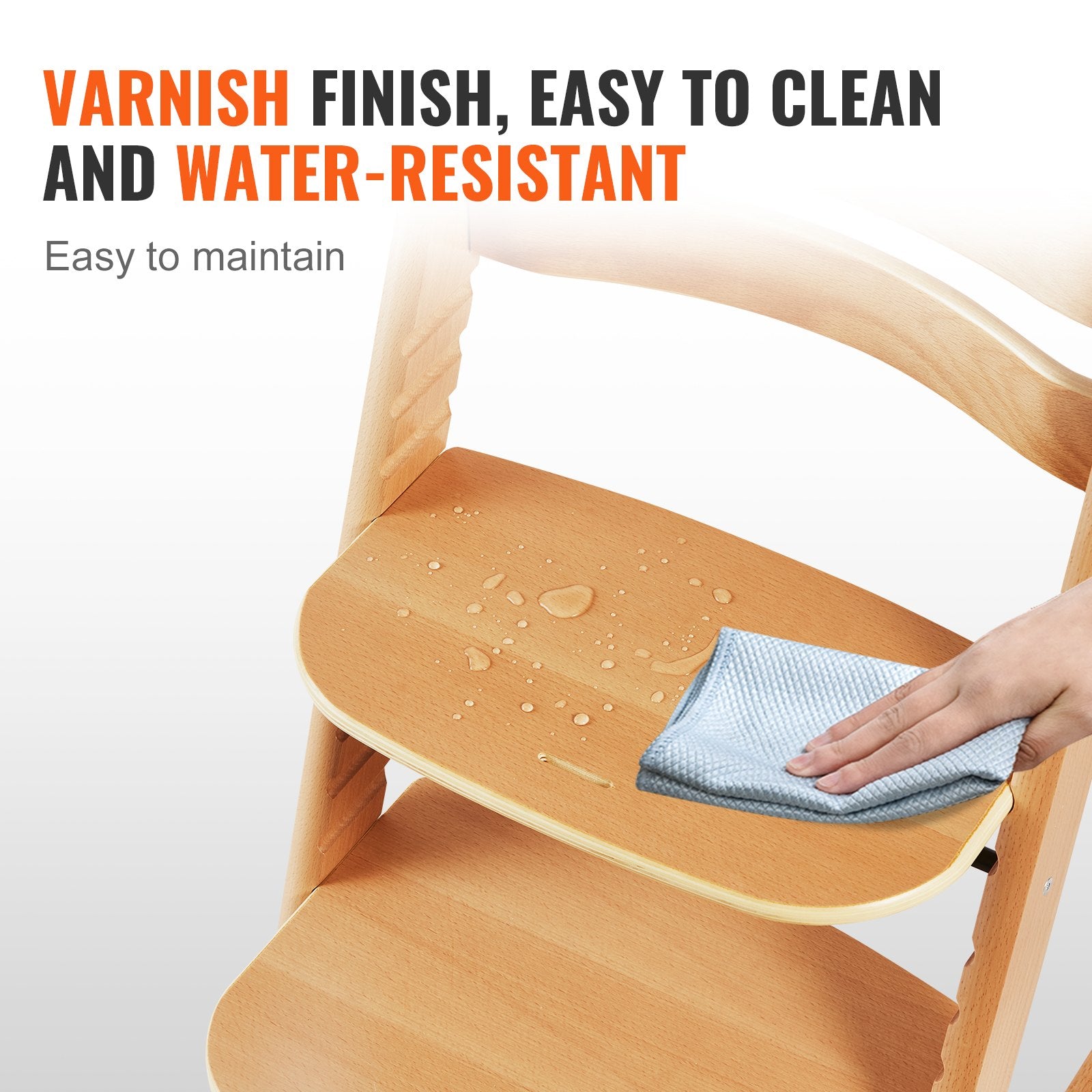 Wooden High Chair for Babies & Toddlers - Adjustable Convertible Feeding Chair