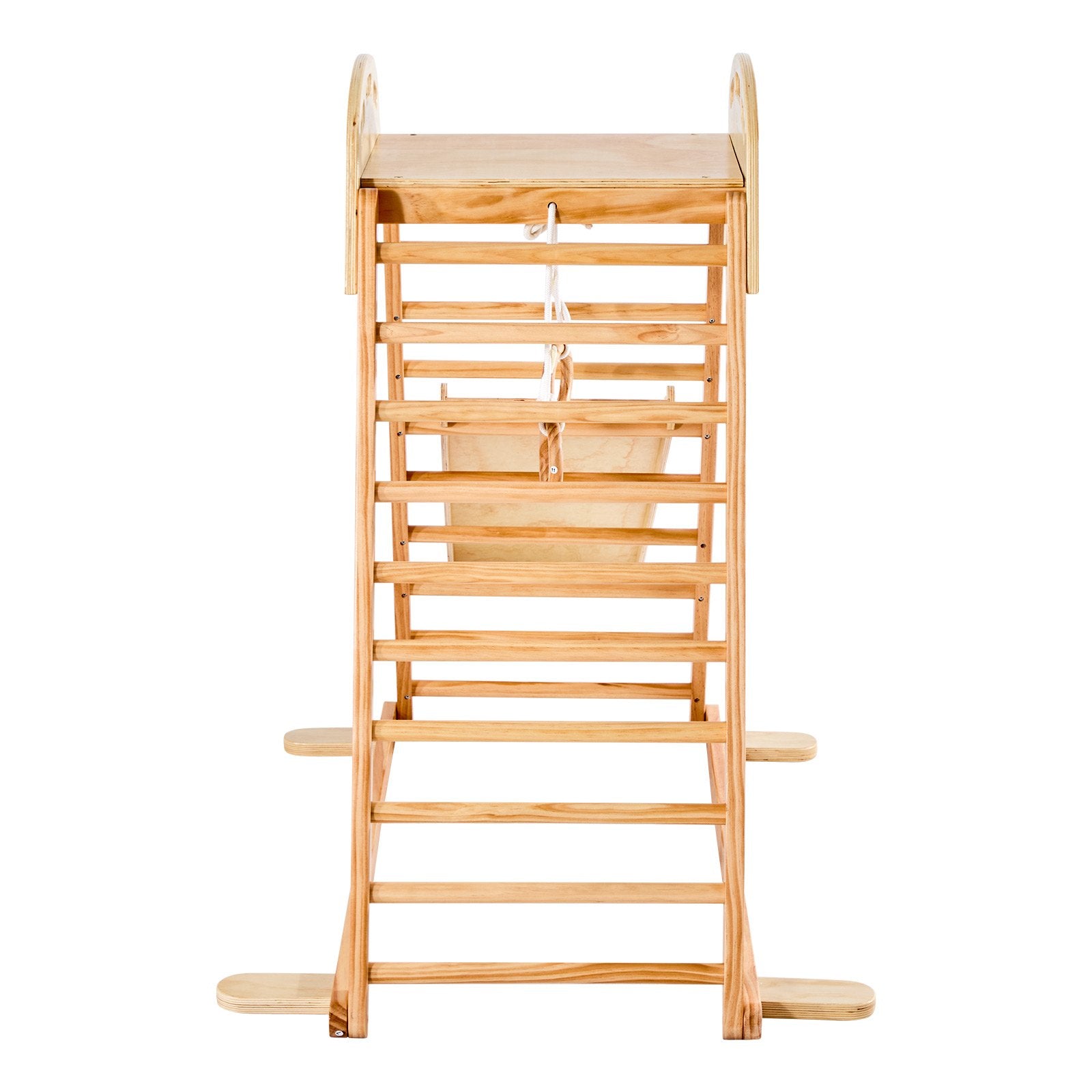 Indoor Playground Jungle Gym, 4-in-1 Wooden Indoor Playground Climbing Toys For Kids, Montessori Toddlers Climber Playset With Climbing Rock, Slide, Wooden Ladder & Gym Rings, 220LBS Loading