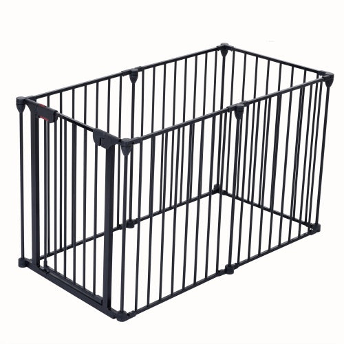 150" Adjustable Safety Gate - 6 Panel Metal Baby Fence for Stairs & Fireplace