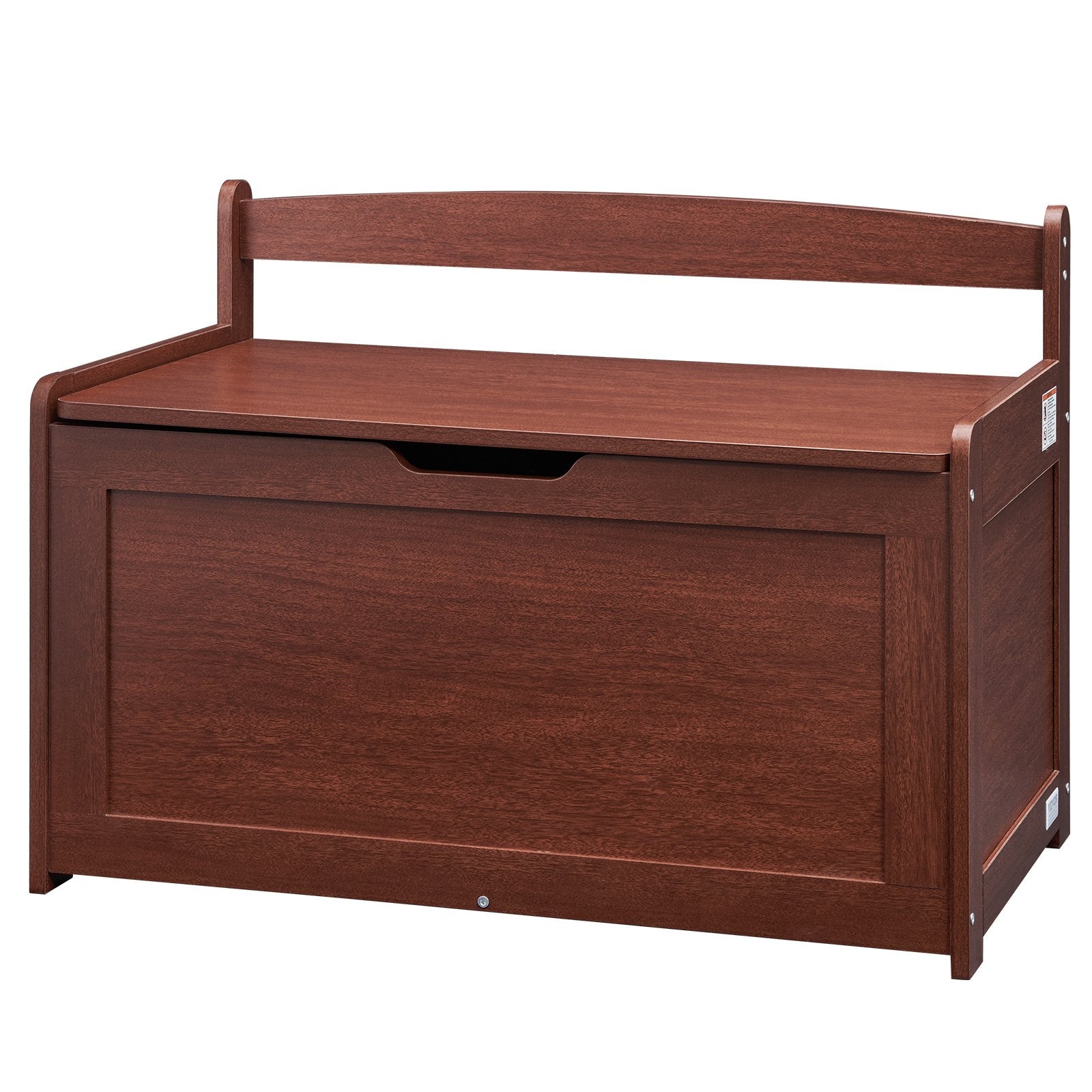 Kids Wooden Toy Chest - Large Storage Box with Safety Hinge for Bedroom