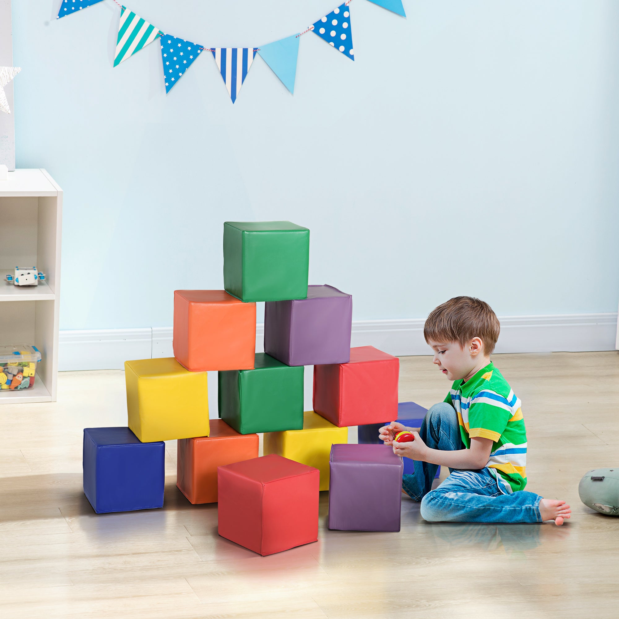 12-Piece Soft Foam Play Blocks Set for Toddlers - Building Blocks Toy
