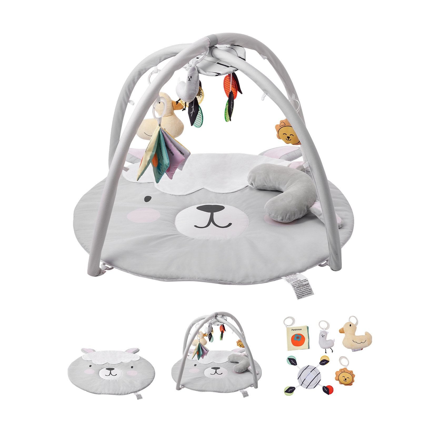 Baby Play Gym Mat - Tummy Time Activity Mat with 5 Sensory Toys