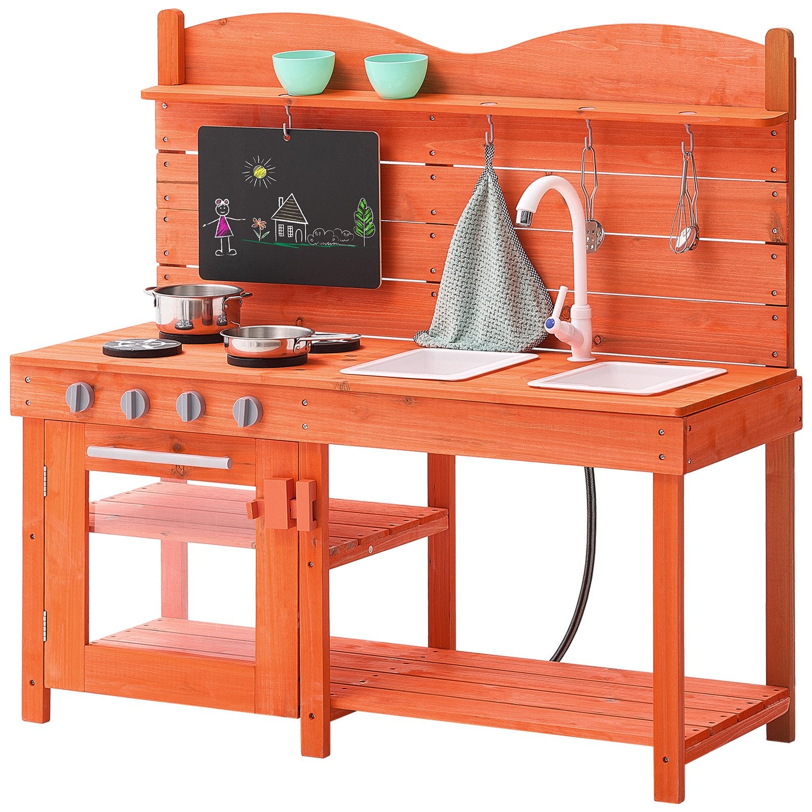 Wooden Outdoor Mud Kitchen Set for Kids - Pretend Play with Accessories