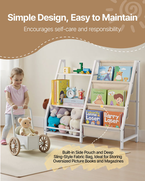 3-tier kids bookshelf and toy storage organizer — detail close-up