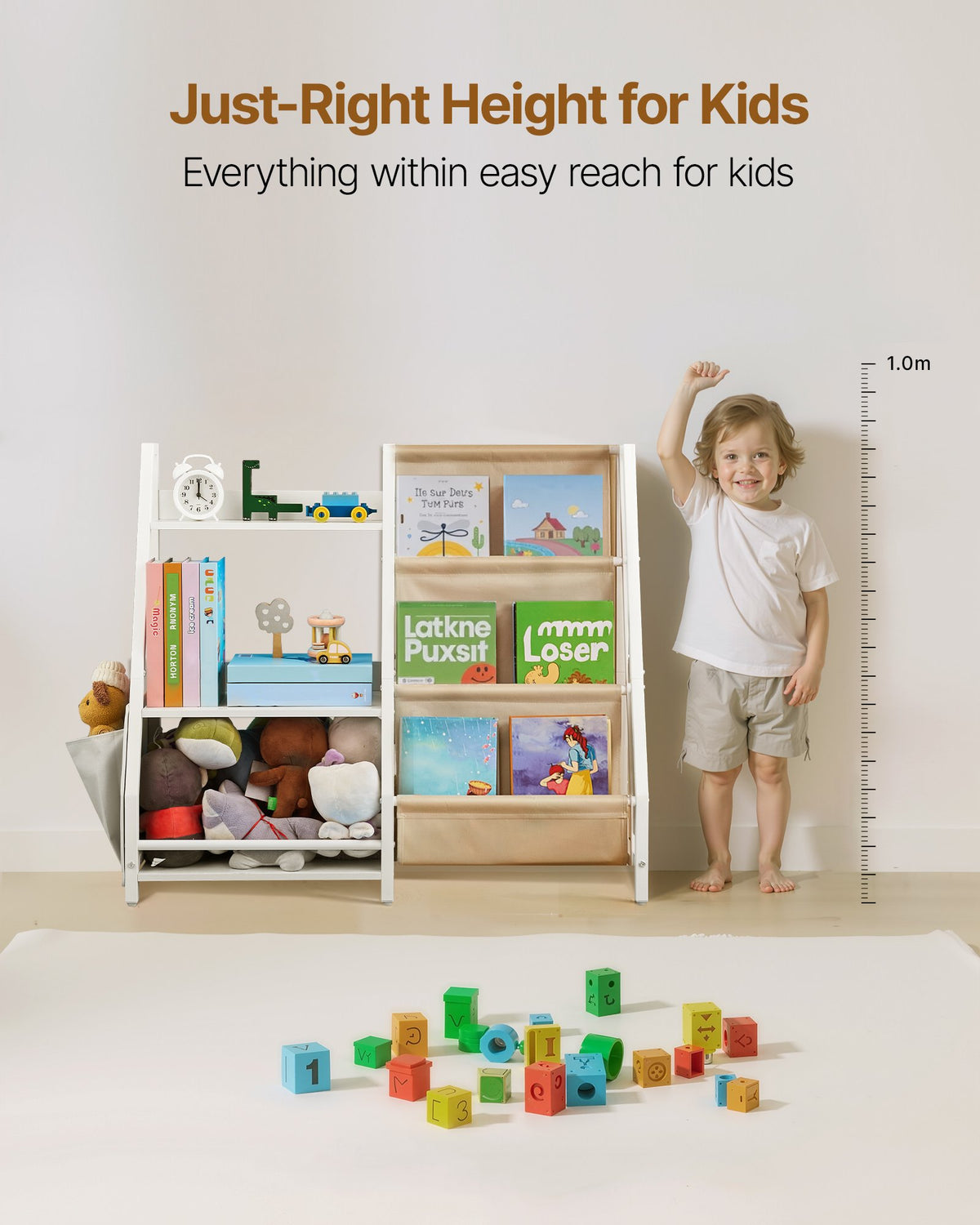 3-tier kids bookshelf and toy storage organizer — shown in use