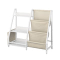 3-tier kids bookshelf and toy storage organizer — features and dimensions view