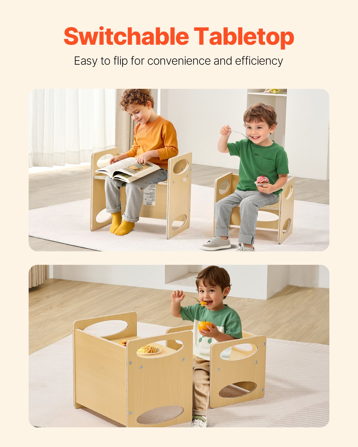 Montessori weaning table and chair set for toddlers — detail close-up