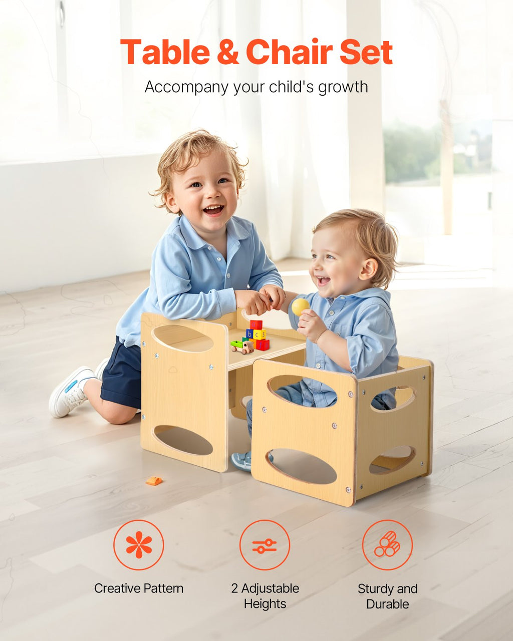 Montessori weaning table and chair set for toddlers — side view