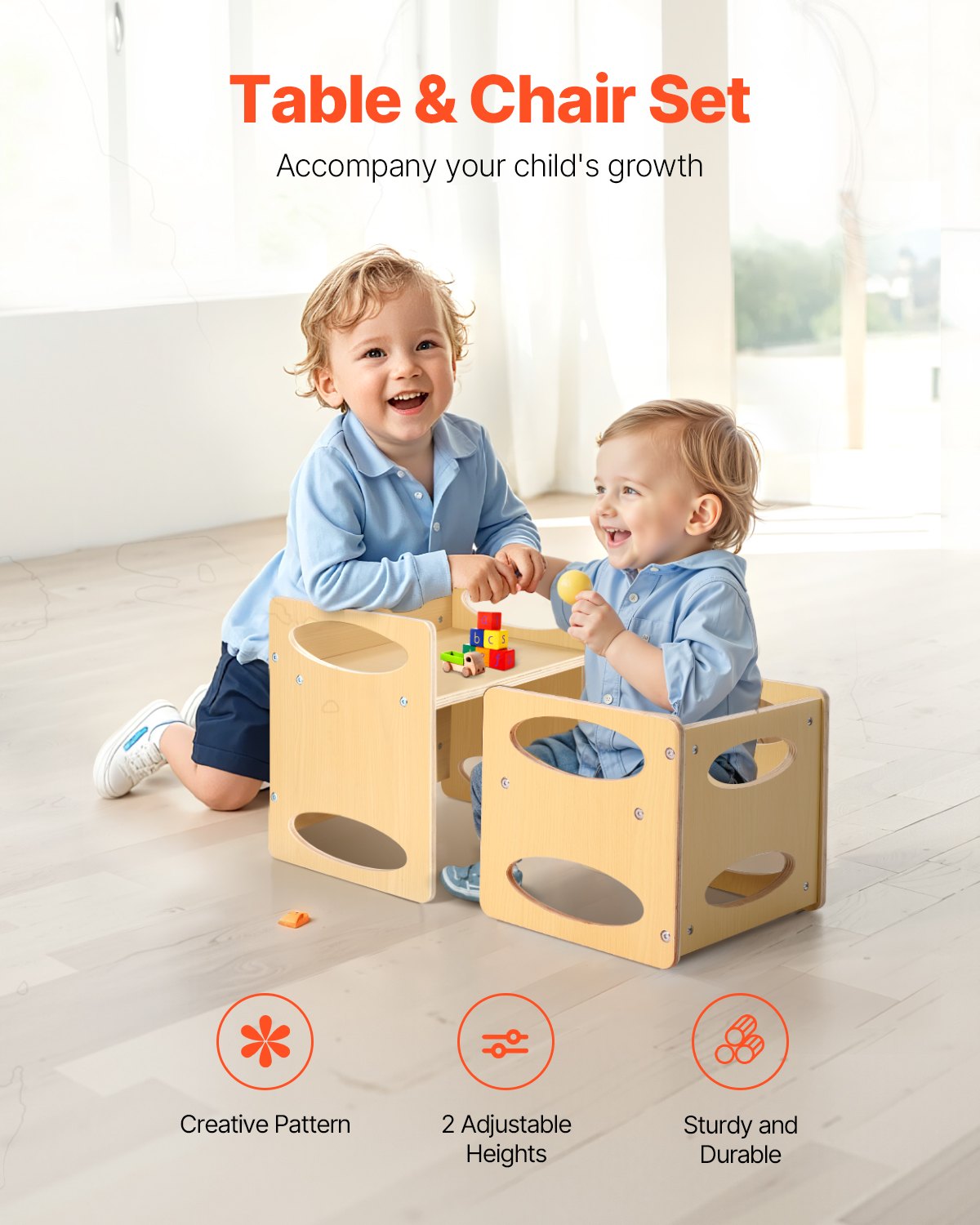 Montessori weaning table and chair set for toddlers — side view