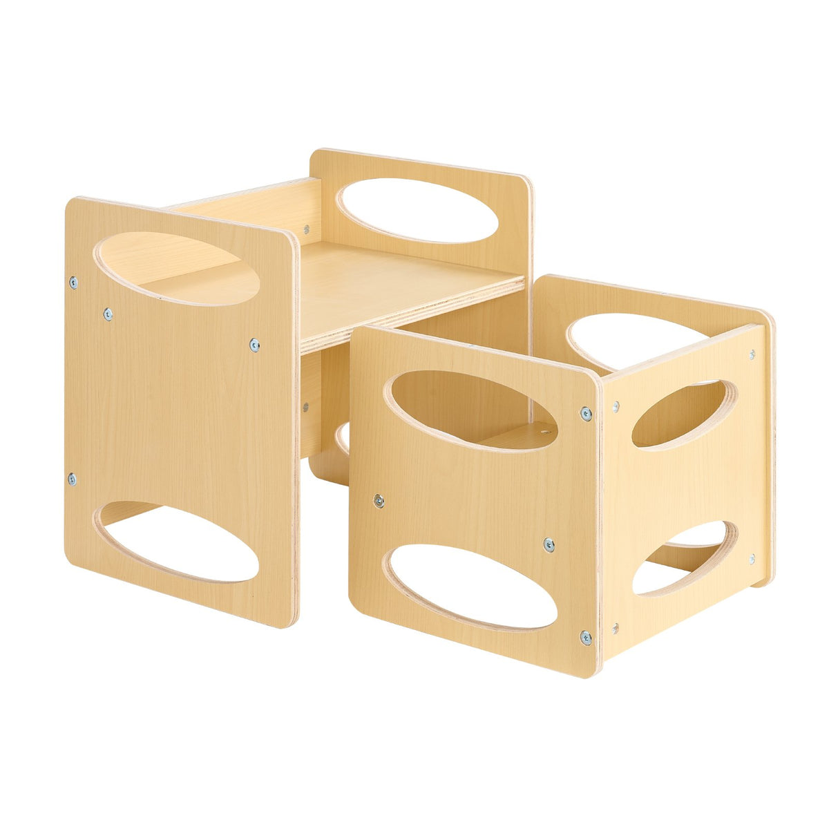 Montessori weaning table and chair set for toddlers — features and dimensions view
