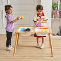 Sensory activity table for toddlers with foldable storage bins — alternate angle view
