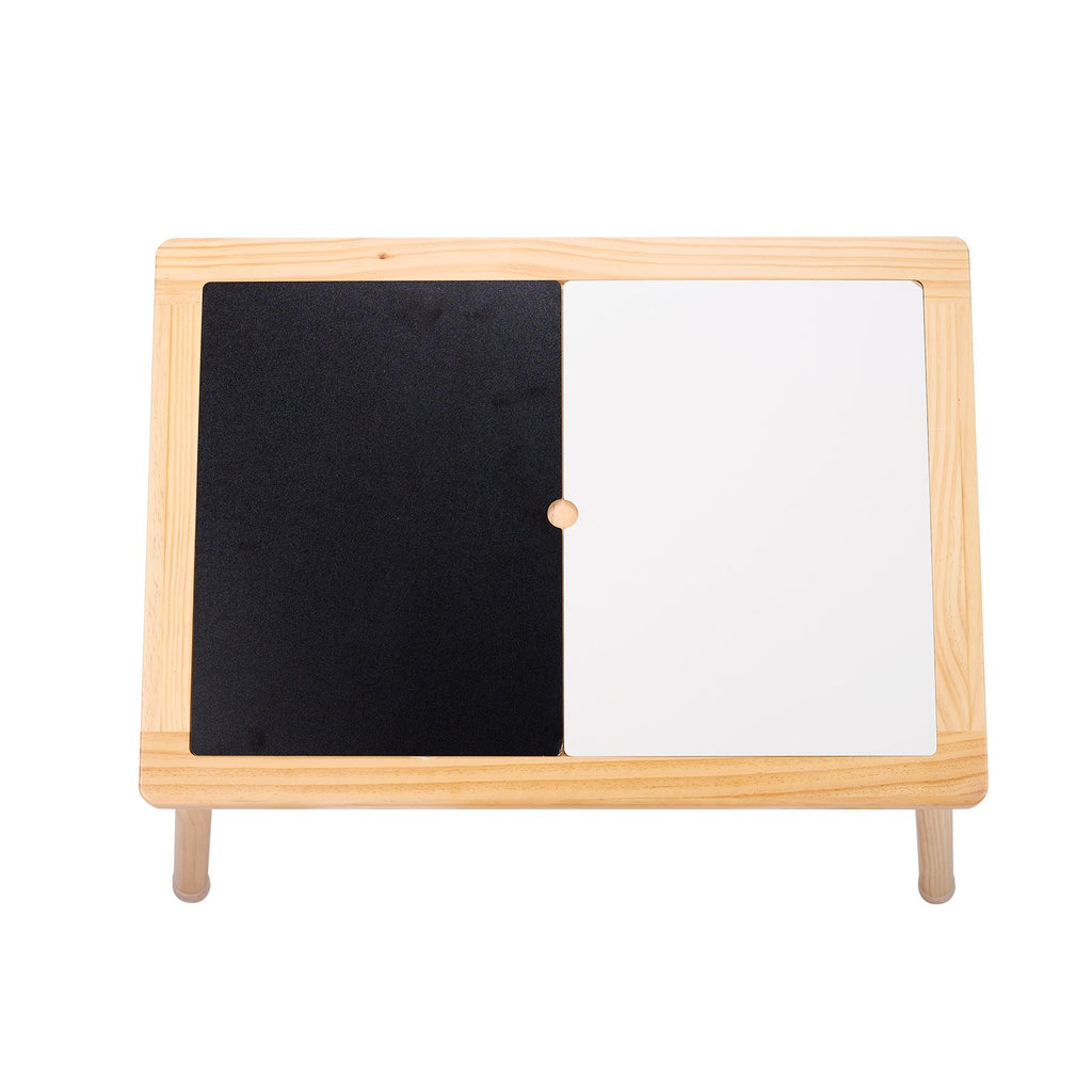 Sensory activity table for toddlers with foldable storage bins — shown in use